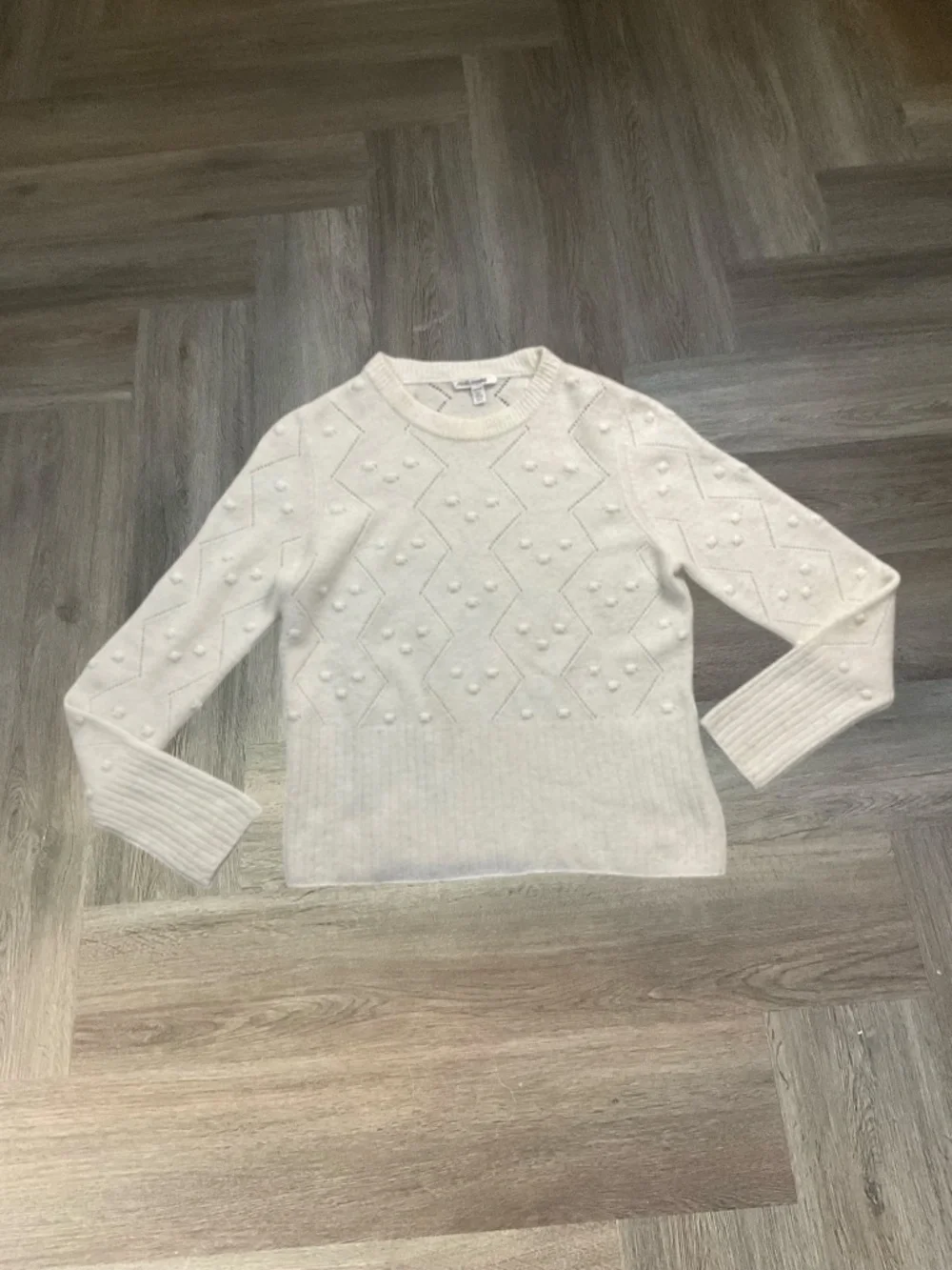 Splendid Julia Diamond Pointelle Wool Alpaca Blend Sweater Womens Medium Ivory - Picture 3 of 10